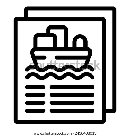 Shipwreck document icon outline vector. Sea insurance. Burning survival