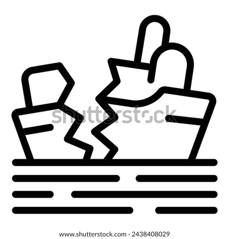 Half ship wreck icon outline vector. Marine disaster. Collision vessel