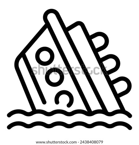 Wreck ocean ship icon outline vector. Cruise disaster. Oceanic coverage