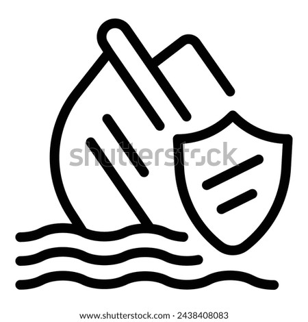 Protected ship icon outline vector. Insurance marine. Wreck ship