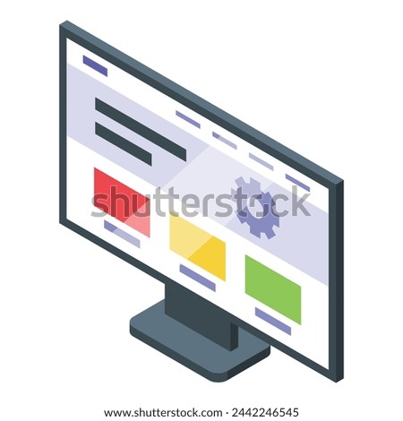 Monitor new page icon isometric vector. Design master soft. View service product