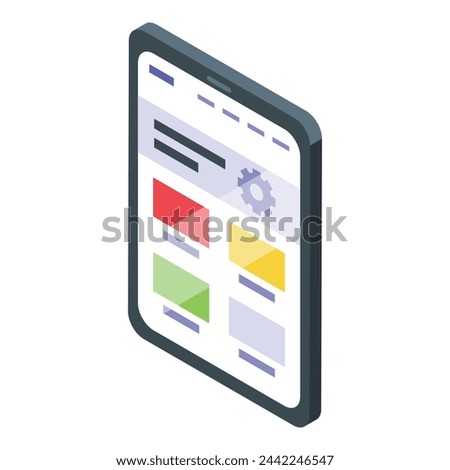 Css tablet developer icon isometric vector. Electronic product service. Code language