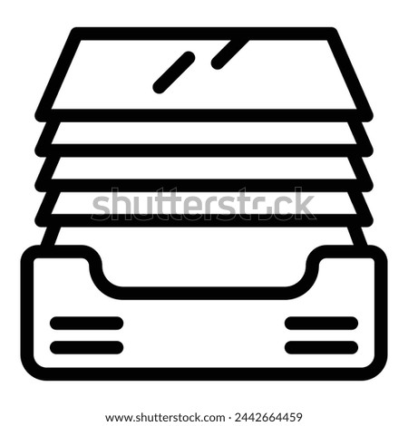 File storage desk organization icon outline vector. Metallic document tray. Business workplace supplies