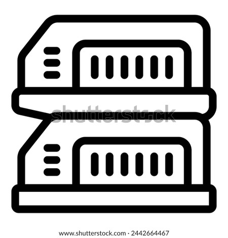 Multi level paper tray icon outline vector. Desk files container. Desktop organizer accessory