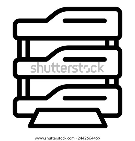 Multi drawer paper tray icon outline vector. Archive supplies. File repository rack