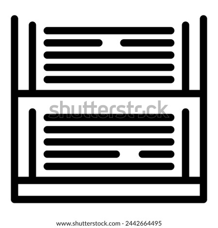 Document tray icon outline vector. Administrative supply. Paperwork files organizer