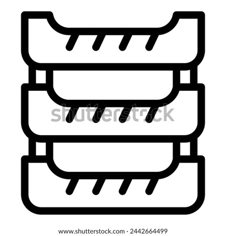 Tier paper tray icon outline vector. Documents organizer. Workplace repository equipment