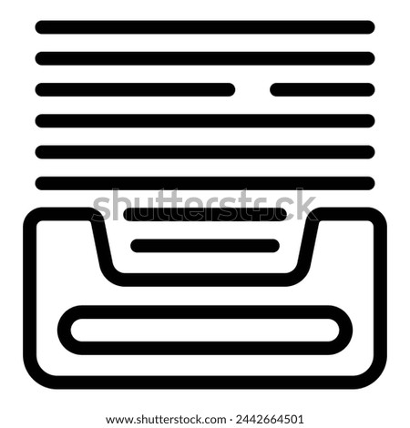 Paper bin icon outline vector. Office files tray. Administrative desk organizer