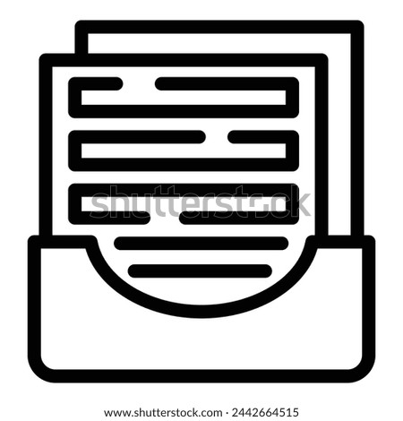 Paper tray icon outline vector. Office storage stack. Documents holder tool