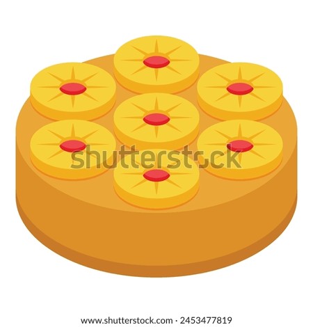 Pineapple slice cake icon isometric vector. Food cream cooking. Bakery cuisine