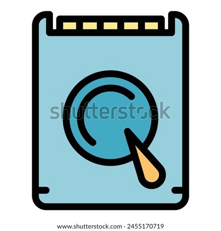 Old hdd icon outline vector. Data memory. Storage code color flat