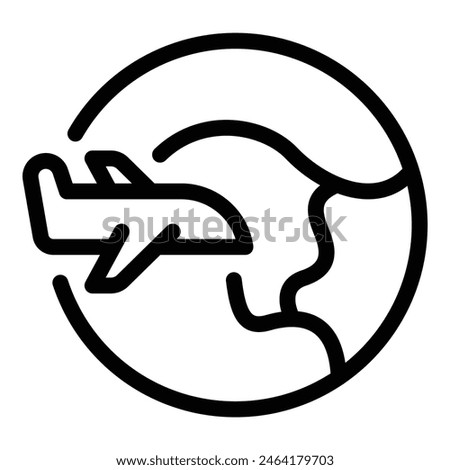 Simple line art icon symbolizing air travel around the globe