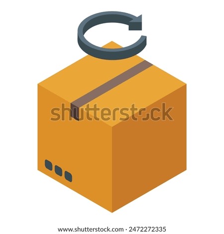 3d isometric return package icon with arrow for shipping process and customer policy in ecommerce and online shopping industry