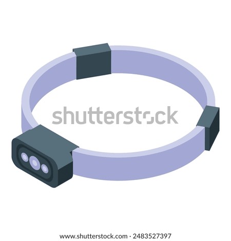 Elastic headlamp flashlight for working in the dark isometric icon, 3d style isolated on white background