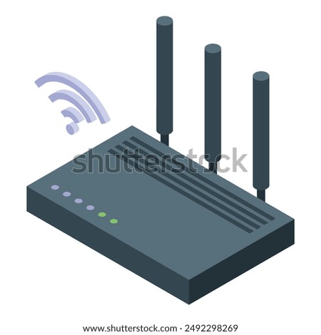 Wifi router is emitting a wireless signal, providing internet access for multiple devices