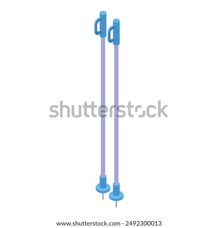 Ski poles standing upright are depicted in an isometric illustration