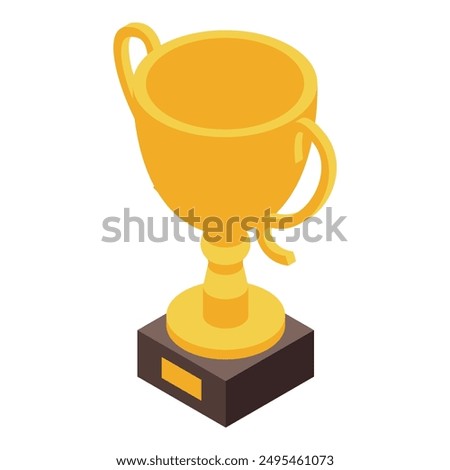 Golden trophy is standing on a podium, representing victory and achievement