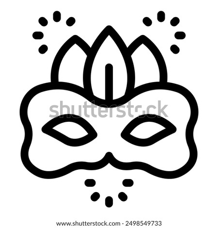 Line art icon of a festive carnival mask, capturing the spirit of celebration and revelry