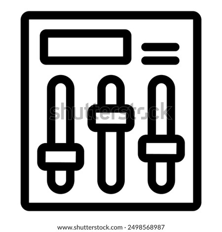 Simple icon of a control panel interface with three vertical sliders adjusting settings