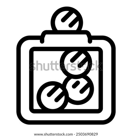 Line drawing of a money box being filled with coins representing the concept of saving