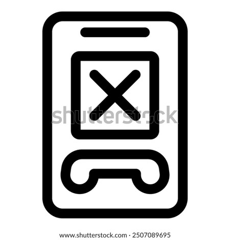 Simple vector icon of a missed call on a smartphone