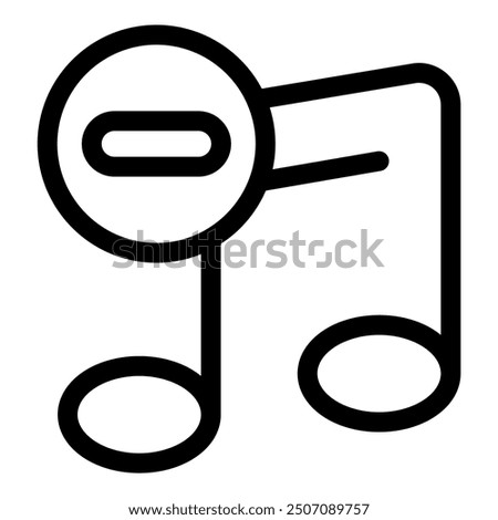 Minimalist vector illustration of a music note with a minus sign, symbolizing silence