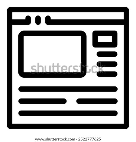 Clean line art icon of a website layout showing content, sidebar and browser window