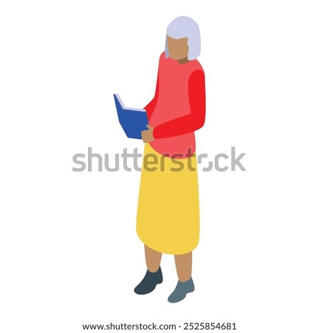 Elderly woman is enjoying a good book, immersed in literature and knowledge