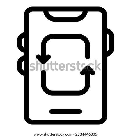 Simple icon of a smartphone with refreshing arrows, symbolizing an update