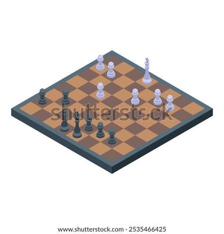 Chess game strategy playing chessboard king queen checkmate figures isometric