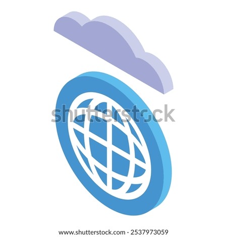 Blue globe with grid over it and a cloud floating above representing cloud computing