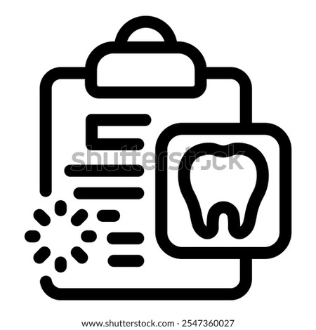 Medical clipboard showing tooth x ray and processing data, representing dental examination and diagnosis