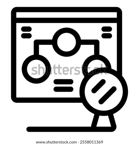 Magnifying glass is inspecting a website flowchart, symbolizing data analysis and website optimization