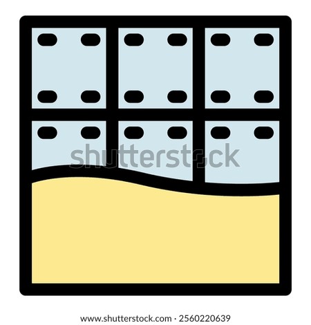 Chocolate bar with nine squares on top and filling, representing a sweet treat