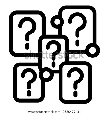 Multiple question mark boxes connected together symbolizing frequently asked questions and troubleshooting