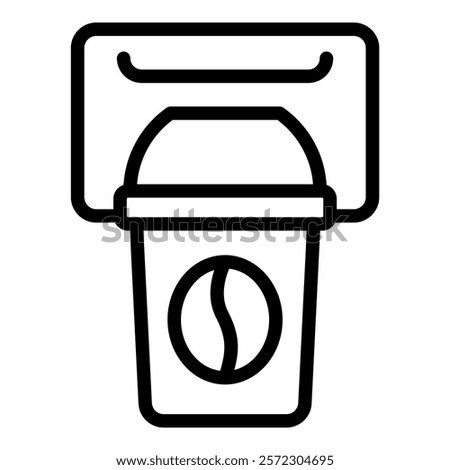 Coffee togo cup icon in minimalist line drawing style for mobile app and stationery advertisement