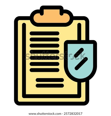 Secure data protection concept with clipboard, checked list, and shield icon, ensuring confidentiality and access control