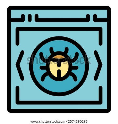 Website malware bug infecting system icon in colorful filled outline style for apps and websites