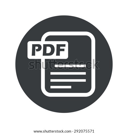 Image of document page with text PDF in black circle, isolated on white