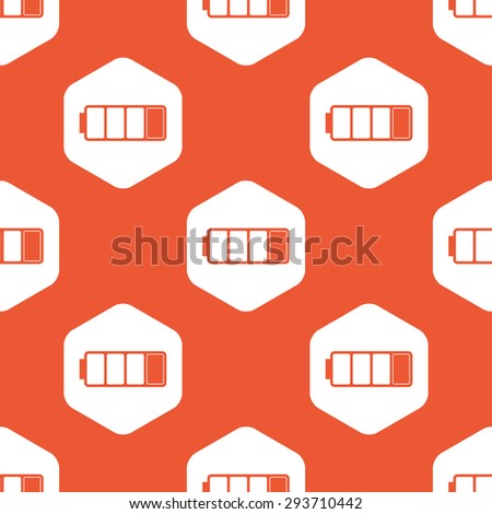 Image of one quarter full battery in white hexagon, repeated on orange background