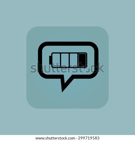 Low battery in chat bubble, in square, on pale blue background