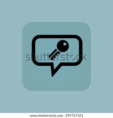 Key in chat bubble, in square, on pale blue background