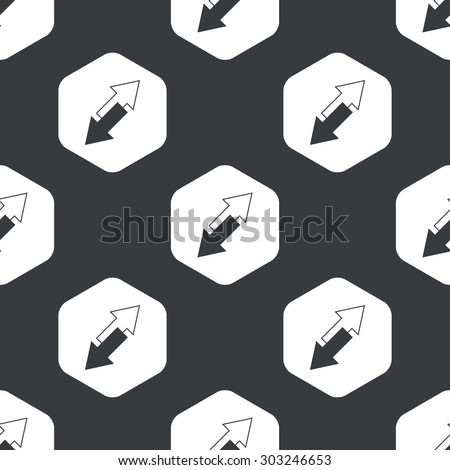 Image of tilted opposite arrows in hexagon, repeated on black