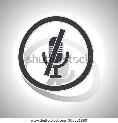 Muted microphone sign sticker, curved, with outlining and shadow