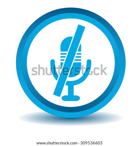 Muted microphone icon, blue, 3D, isolated on white