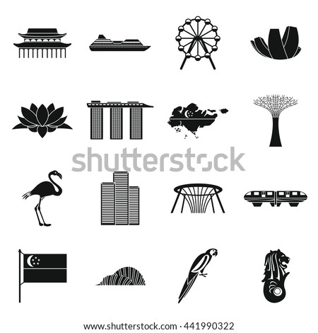 Singapore landmark icons set. Simple illustration of Singapore landmark vector icon isolated on white background