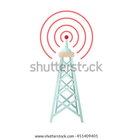 Radio tower icon in cartoon style on a white background