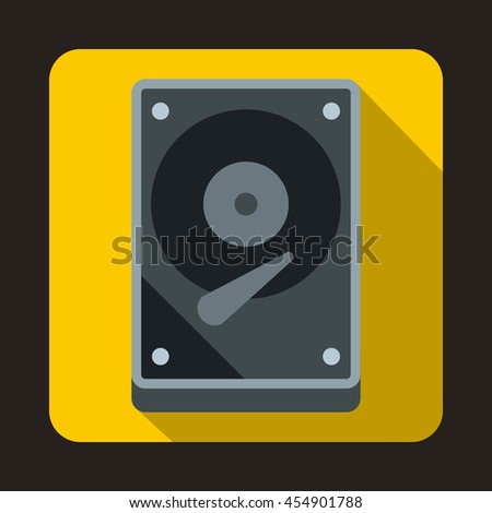 HDD icon in flat style on a yellow background