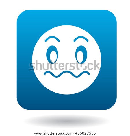 Surprised emoticon icon in simple style on a white background