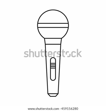 Wireless microphone icon in outline style on a white background